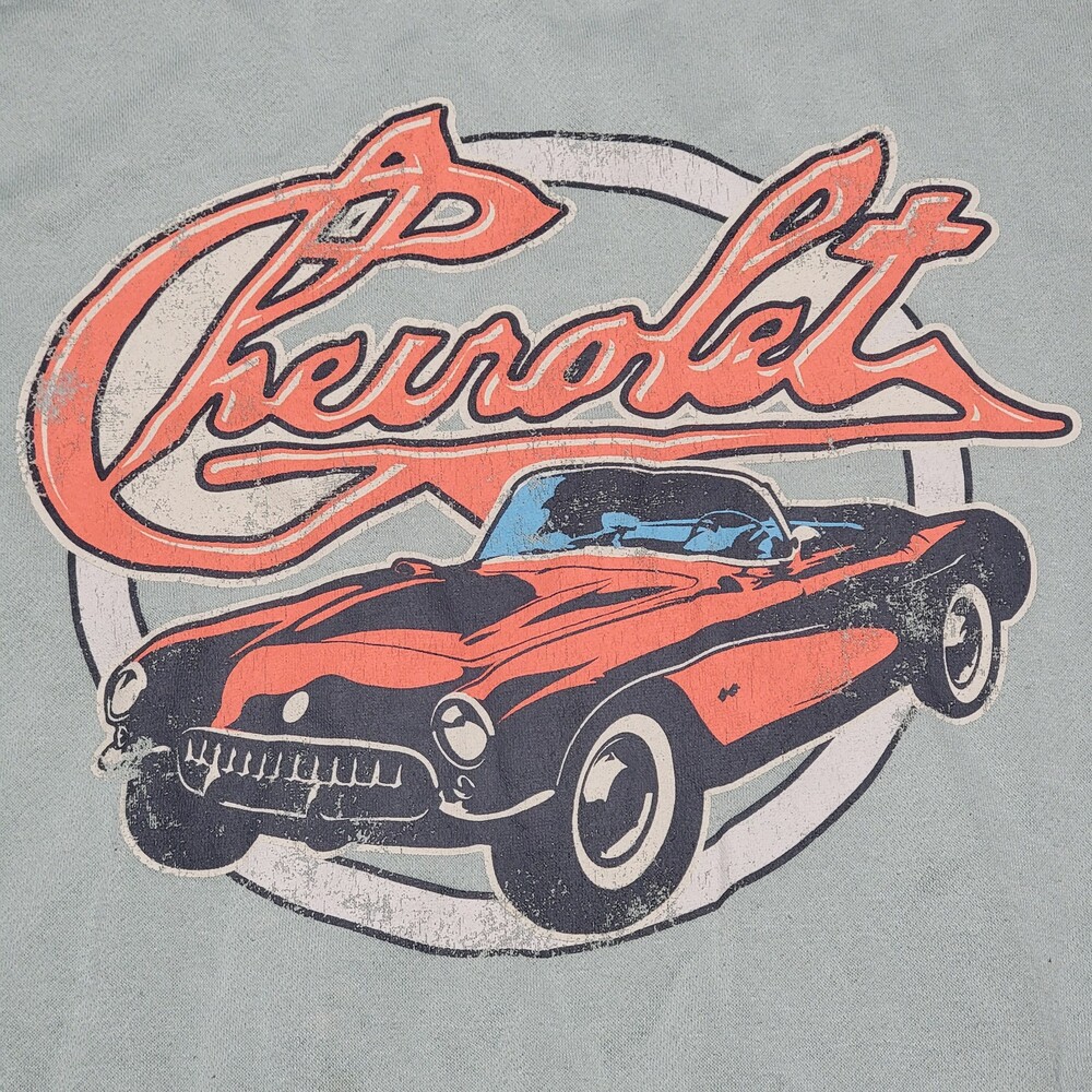 GM Brand LS Crewneck Light Green Sweatshirt "Chevrolet" - Size L (42-44)